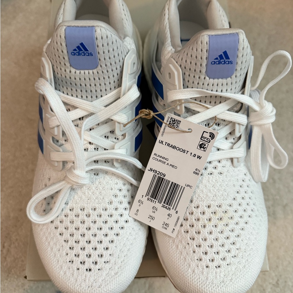 Adidas Ultraboost 1.0 White with Blue Highlights - Picture 2 of 8
